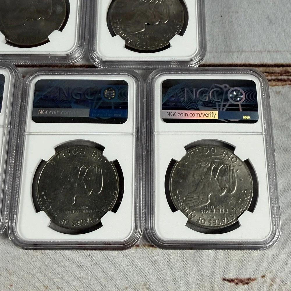 (5) 1972 Eisenhower Dollar Type 2 NGC Brilliant Unc (Don't Tread on Me Label)